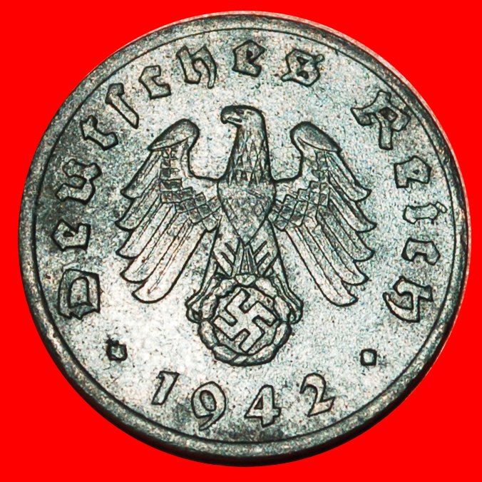  * SWASTIKA: GERMANY ★ 1 PFENNIG 1942A! TYPE 1940-1945 THIRD REICH 1933-1945 ★LOW START ★ NO RESERVE!   