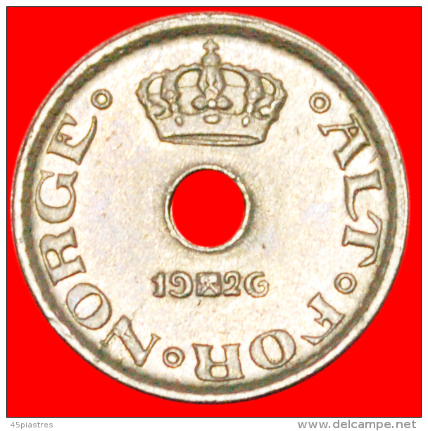  * 3 VERKAUFT LOCH (1924-1951): NORWEGEN ★ 10 OERE 1926! HAAKON VII. (1905-1957)!  OHNE VORBEHALT!   