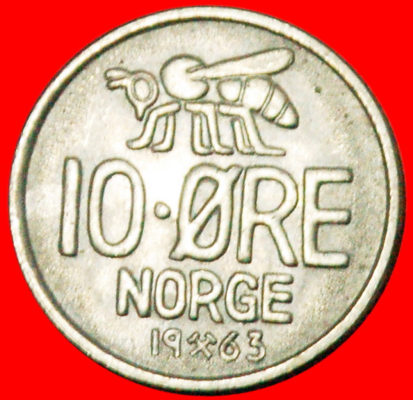 Ⰶ HONIGBIENE (1959-1973): NORWEGEN ★ 10 OERE 1963! OLAV V. (1957-1991) OHNE VORBEHALT!