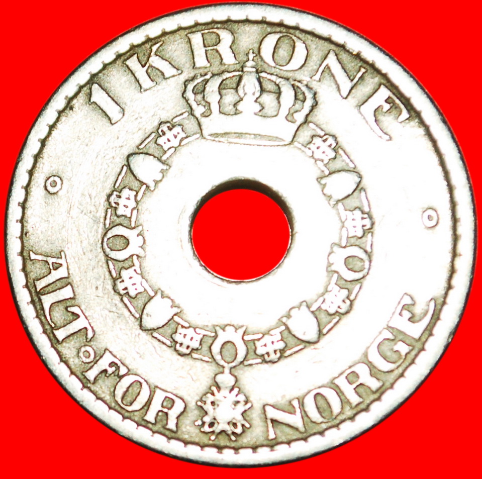  * HOLE (1925-1951): NORWAY ★ 1 CROWN 1925! HAAKON VII (1905-1957)! LOW START ★ NO RESERVE!   