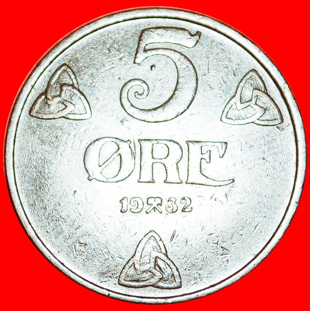  Ⰶ 3 ROSES (1908-1952): NORWAY ★ 5 ORE 1932 KEY DATE! HAAKON VII (1905-1957)! LOW START ★ NO RESERVE!   