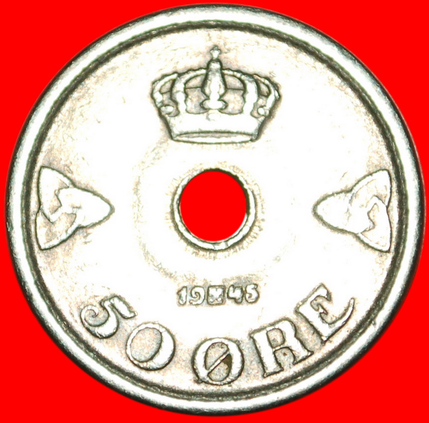  * ROSEN (1926-1949): NORWEGEN ★ 50 OERE 1945 HAAKON VII. (1905-1957)! OHNE VORBEHALT!   