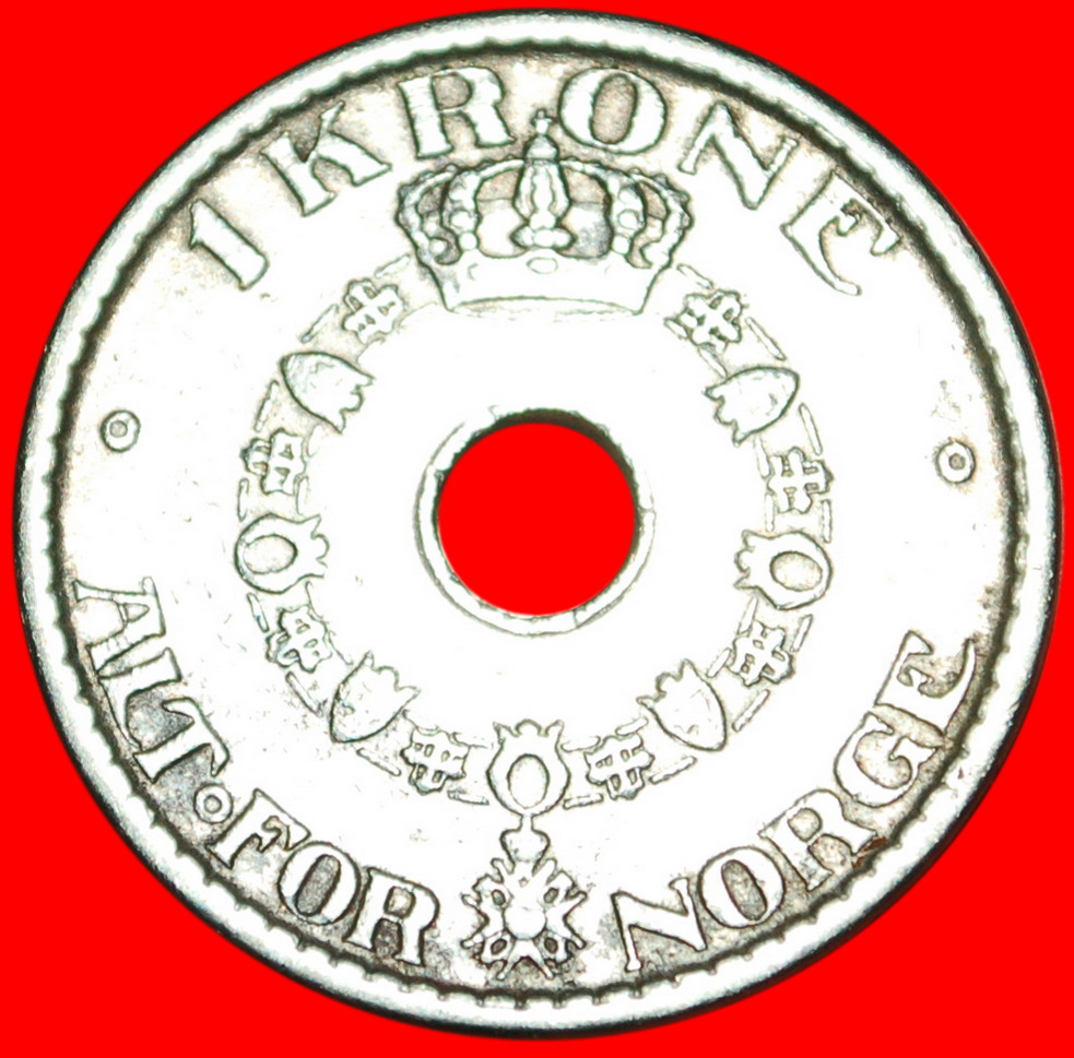  Ⰶ HOLE (1925-1951): NORWAY ★1 CROWN 1939! HAAKON VII (1905-1957)! LOW START ★ NO RESERVE!   