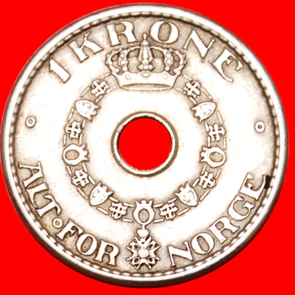  * LOCH (1925-1951): NORWEGEN ★ 1 KRONE 1938! HAAKON VII. (1905-1957)! OHNE VORBEHALT!   