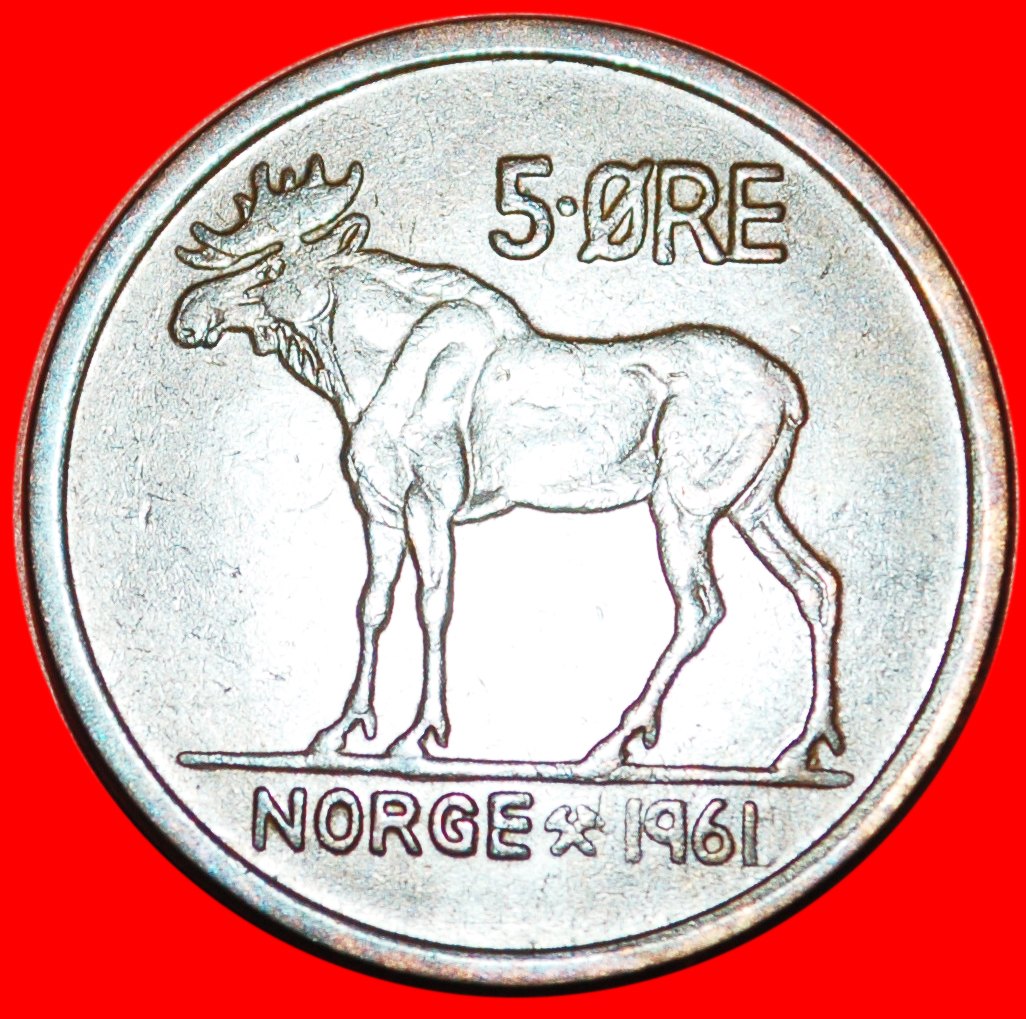  * ELK (1958-1973): NORWAY ★ 5 ORE 1961! OLAV V (1957-1991) LOW START ★ NO RESERVE!   