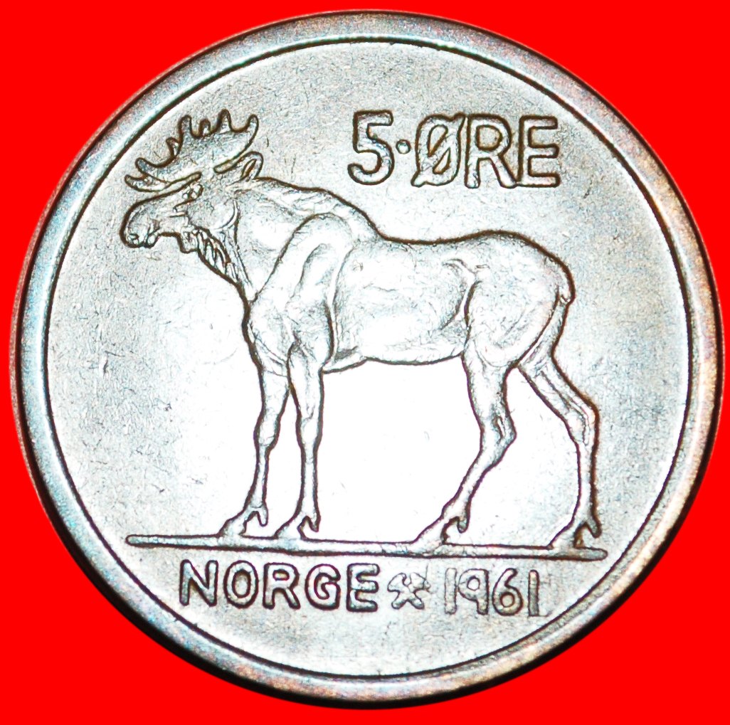 Ⰶ ELCH (1958-1973): NORWEGEN ★ 5 OERE 1961! OLAV V. (1957-1991) OHNE VORBEHALT!