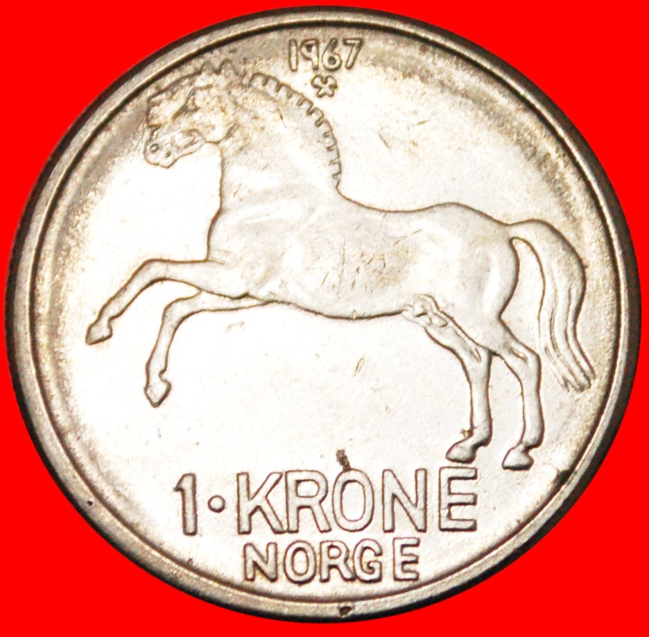  * HORSE (1958-1973): NORWAY ★ 1 CROWN 1967! OLAV V (1957-1991) LOW START ★ NO RESERVE!   
