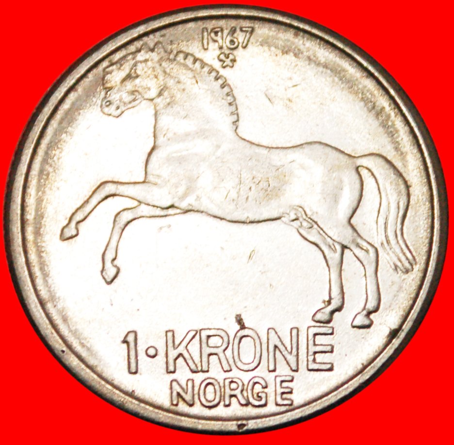  * PFERD (1958-1973): NORWEGEN ★ 1 KRONE 1967! OLAV V. (1957-1991) OHNE VORBEHALT!   