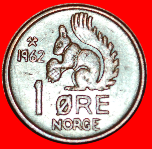 Ⰶ SQUIRREL (1958-1972): NORWAY ★ 1 ORE 1962! OLAV V (1957-1991) LOW START ★ NO RESERVE!
