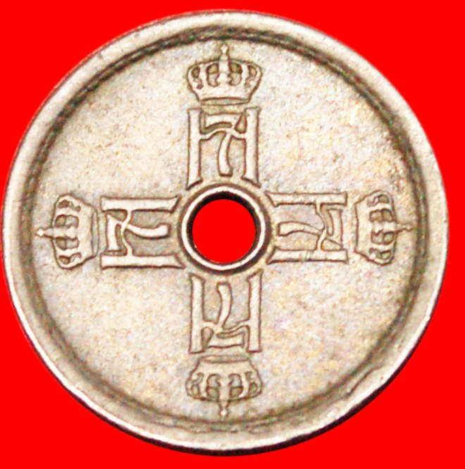  Ⰶ HOLE (1924-1950): NORWAY ★ 25 ORE 1946! HAAKON VII (1905-1957)!  LOW START ★ NO RESERVE!   