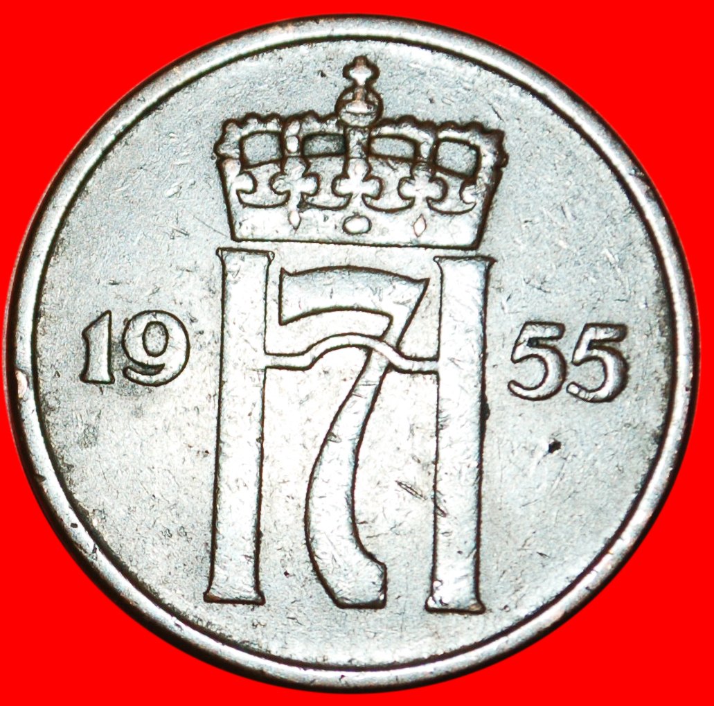  * KRONE (1952-1957): NORWEGEN ★ 5 OERE 1955! HAAKON VII. (1905-1957)! OHNE VORBEHALT!   