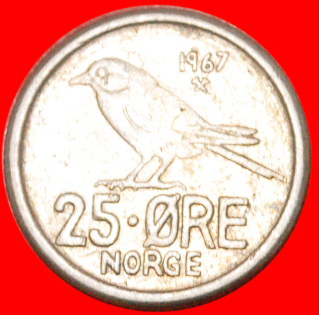  * VOGEL (1958-1973): NORWEGEN ★ 25 OERE 1967! OLAV V. (1957-1991)  OHNE VORBEHALT!   