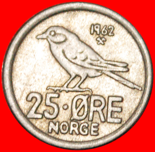  * BIRD (1958-1973): NORWAY ★ 25 ORE 1962! OLAV V (1957-1991) LOW START ★ NO RESERVE!   