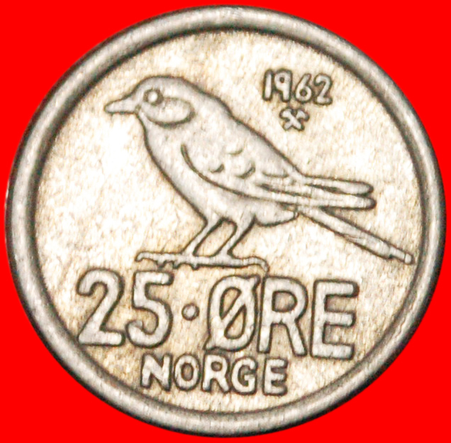  * VOGEL (1958-1973): NORWEGEN ★ 25 OERE 1962! OLAV V. (1957-1991)  OHNE VORBEHALT!   