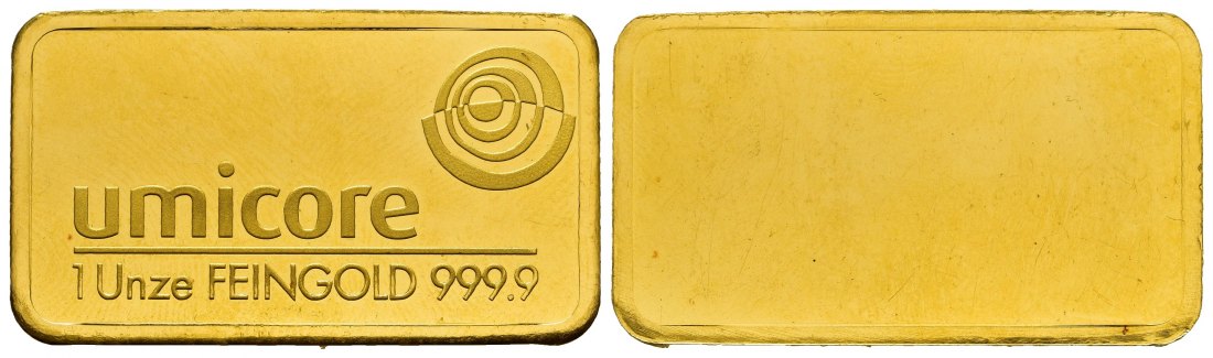 PEUS 8018 Deutschland 31,1 g Feingold. Umicore Barren GOLD o.J. Vorzüglich +