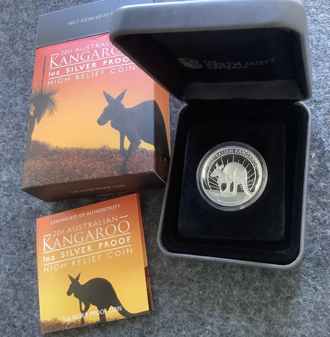  Australien 1 oz Silbermünze Känguru 2011 * High Relief Proof   