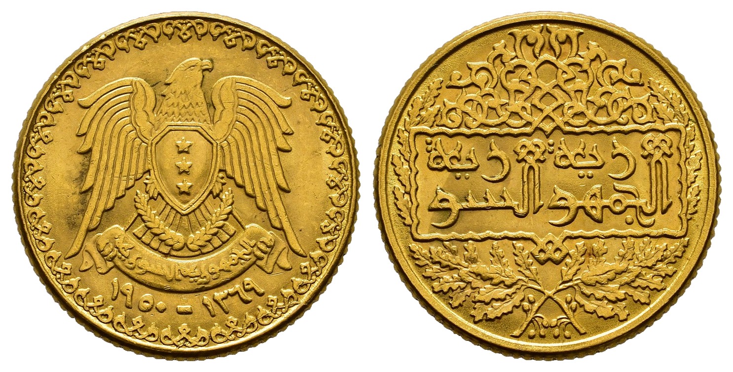 PEUS 8022 Syrien 6,08 g Feingold. Adler Pound GOLD 1369 = 1950 Vorzüglich