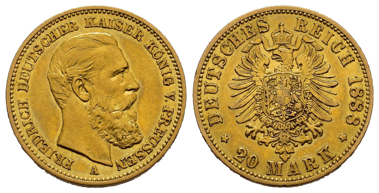 PEUS 8026 Kaiserreich - Preußen 7,16 g Feingold. Friedrich III.(09.03. - 15.06.1888) 20 Mark GOLD 1888 A Sehr schön