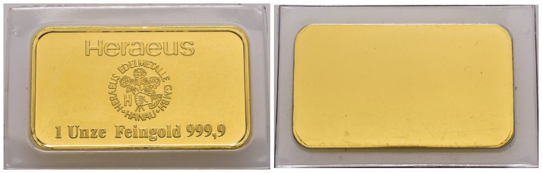 PEUS 8030 BRD 31,1 g Feingold. HERAEUS Barren GOLD Unze o.J. Uncirculated (eingeschweißt)