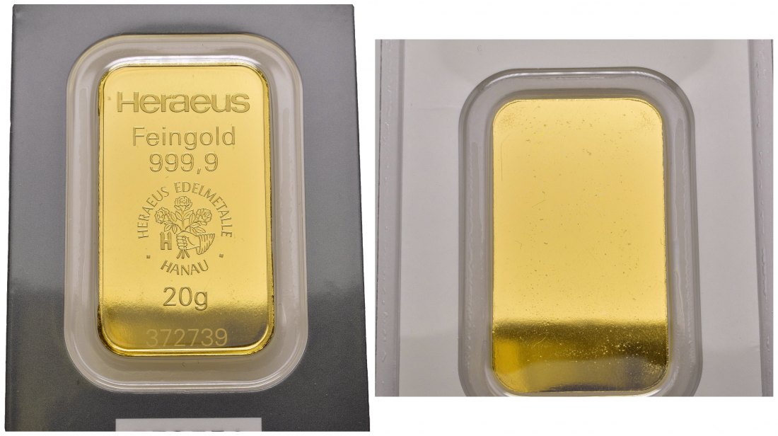 PEUS 8033 BRD 20 g Feingold. HERAEUS Barren GOLD 20 g o.J. Uncirculated (eingeschweißt)