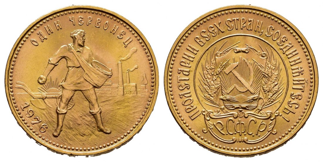 PEUS 8036 Russland 7,74 g Feingold. Tscherwonez 10 Rubel GOLD 1976 Fast Stempelglanz