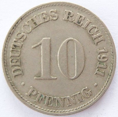  Deutsches Reich 10 Pfennig 1911 D K-N ss   