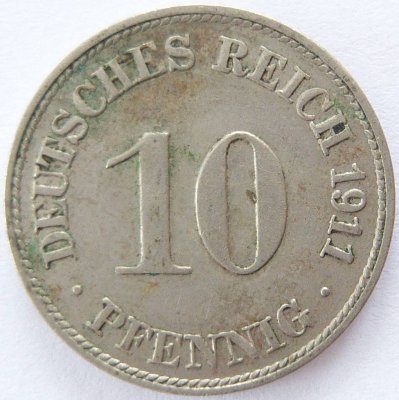  Deutsches Reich 10 Pfennig 1911 D K-N ss+   