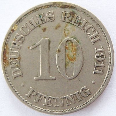  Deutsches Reich 10 Pfennig 1911 E K-N ss+   