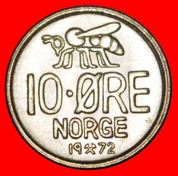  * HONIGBIENE (1958-1973): NORWEGEN ★10 OERE 1972 STG STEMPELGLANZ! OLAV V. 1957-1991 OHNE VORBEHALT!   