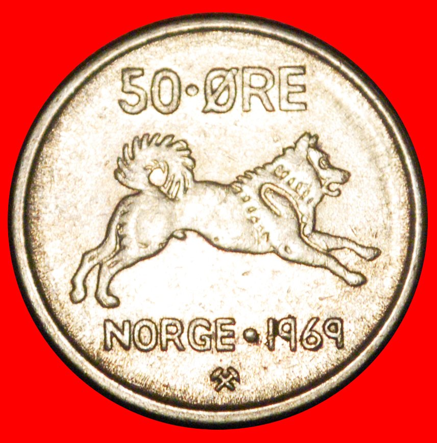  * HUND (1958-1973): NORWEGEN ★ 50 OERE 1969! OLAV V. (1957-1991)★OHNE VORBEHALT!   