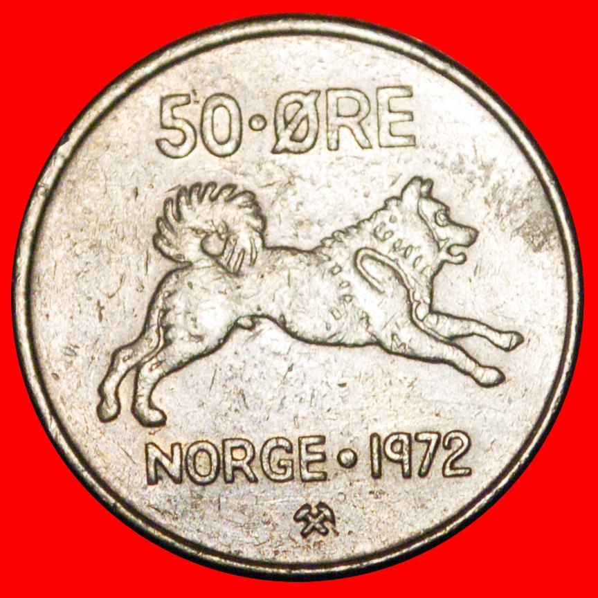  * HUND (1958-1973): NORWEGEN ★ 50 OERE 1972! OLAV V. (1957-1991)★OHNE VORBEHALT!   