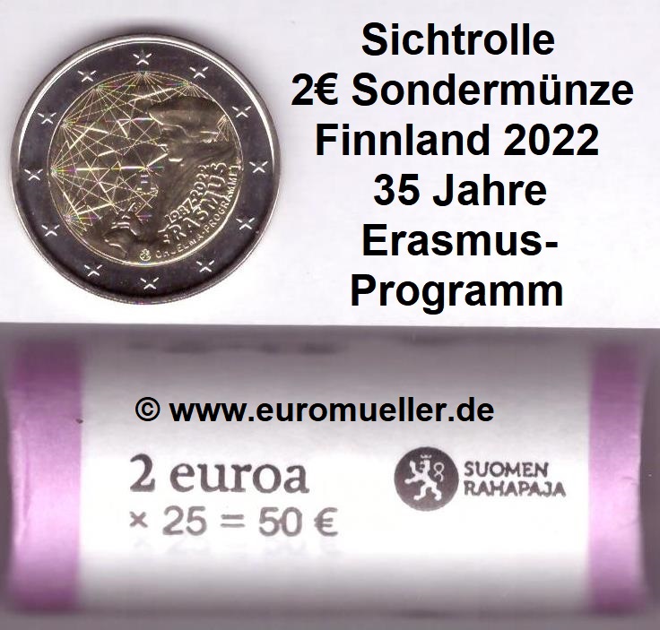 Finnland Rolle...2 Euro Gedenkmünze 2022...Erasmus   