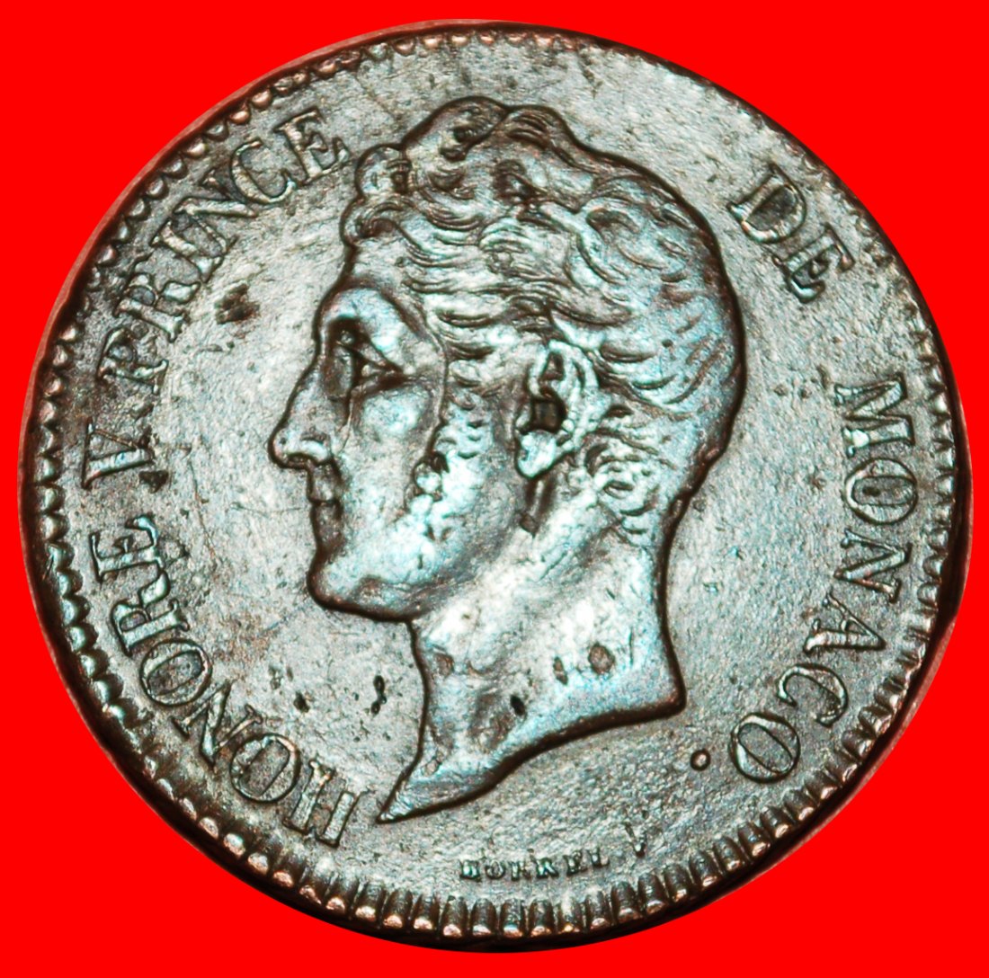  * KUPFER 1837-1838: MONACO ★ 5 CENTIMES 1837MC! UNGEWÖHNLICH! HONORE V. (1819-1841)★OHNE VORBEHALT!   