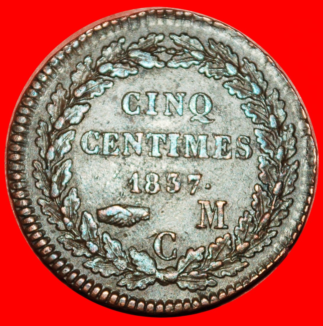  Ⰶ COPPER 1837-1838: MONACO ★5 CENTIMES 1837MC! UNCOMMON! HONORE V (1819-1841)★LOW START★NO RESERVE!   