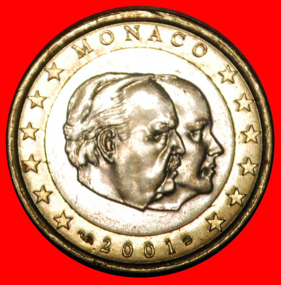 Ⰶ FRANCE (2001-2004): MONACO★ 1 EURO 2001 UNC! UNCOMMON! RAINIER III 1949-2005★LOW START★NO RESERVE!