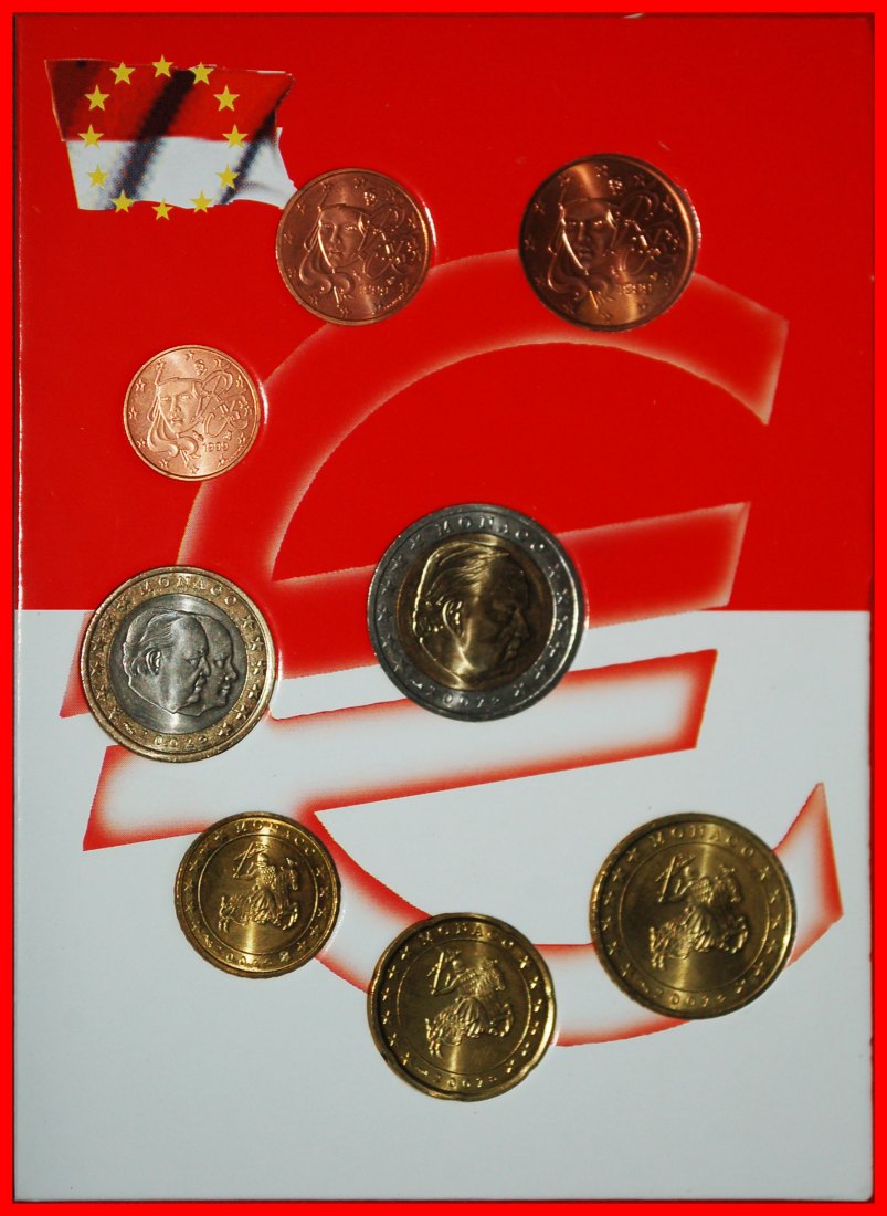  Ⰶ FRANCE 2001-2004:MONACO★10-20-50 CENTS 1-2 EURO 2002★RAINIER III 1949-2005★LOW START★NO RESERVE!   