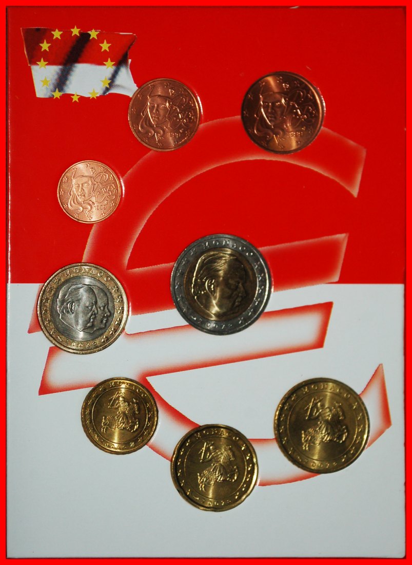  * FRANCE 2001-2004:MONACO★10-20-50 CENTS 1-2 EURO 2002★RAINIER III 1949-2005★LOW START★NO RESERVE!   