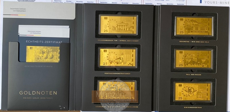 Deutschland,6 x Goldnoten 2015 MM-Frankfurt Feingold: 3g