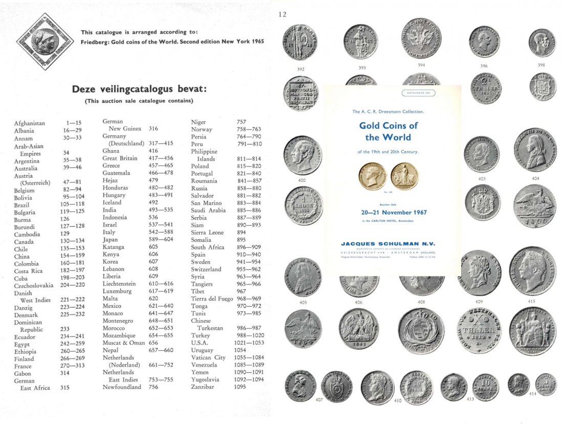  Schulman Jacques (Amsterdam) 246 (1967) - The A.C.R. DREESMANN Collection Gold Coins of the World   