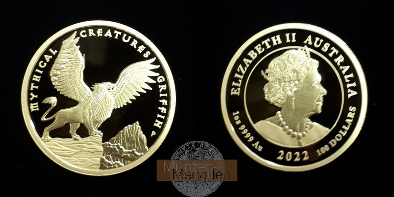 Australien    100 Dollar MM-Frankfurt Feingold: 31,1g Year of the Dragon 2022 