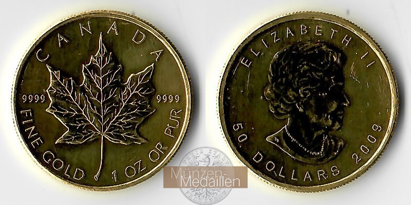 Kanada  50 Dollar MM-Frankfurt Feingold:  31,1g Maple Leaf 2009 