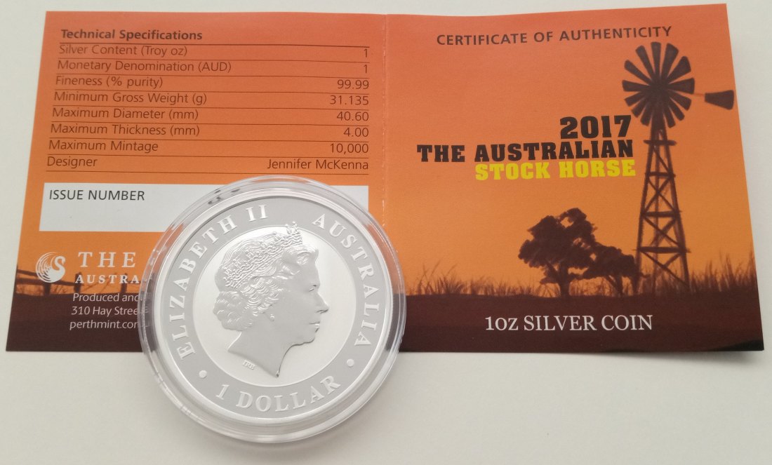  Australien Stock Horse 2017, 1 Oz Silbermünze   