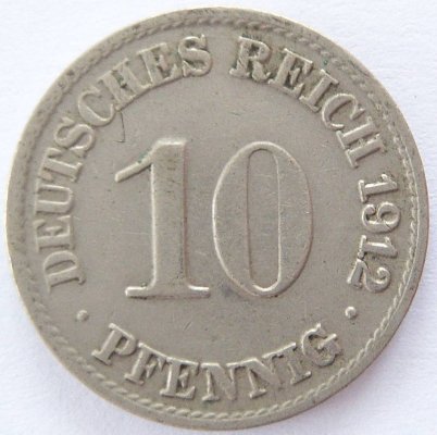  Deutsches Reich 10 Pfennig 1912 A K-N ss+   