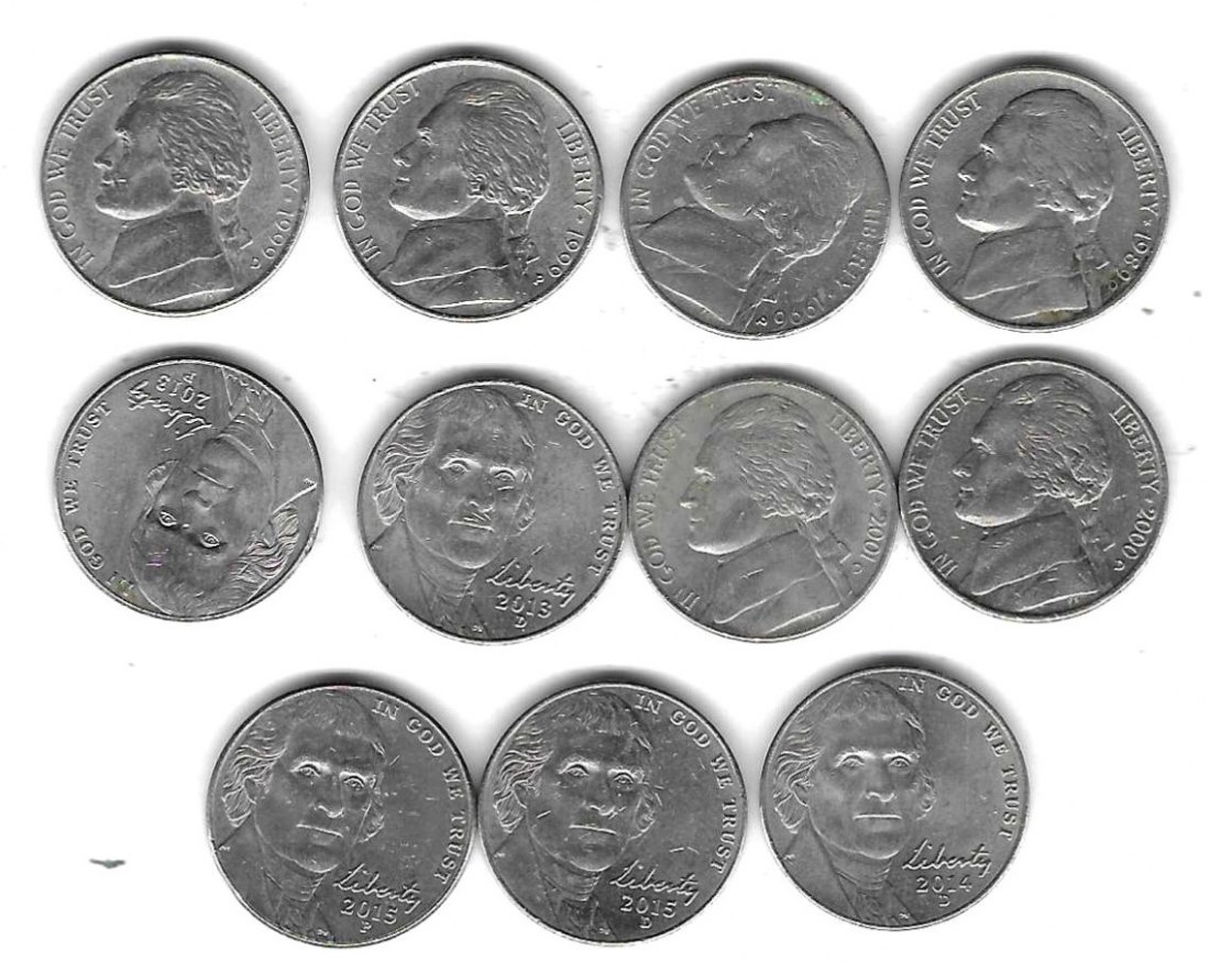  USA 11 x 5 Cents, SS - Stempelglanz, Einzelaufstellung und Scan siehe unten   