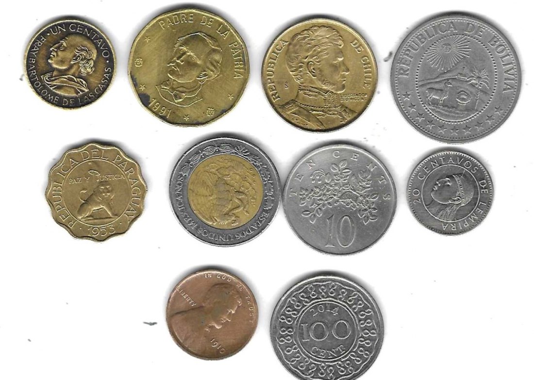  Amerika-Lot 10 Münzen -10 Länder, SS - Stempelglanz, Einzelaufstellung und Scan siehe unten   
