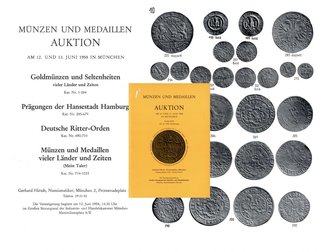  Hirsch (München) Auktion 17 (1958) Sammlung Prägungen der Hansestadt Hamburg / Deutsche Ritter Orden   