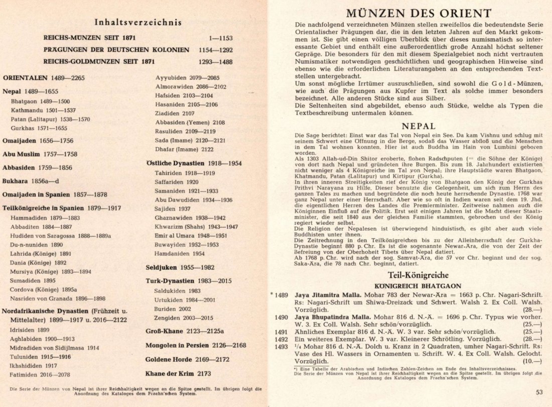  Hirsch (München) Auktion 18 (1958) Orient umfassende Sammlung viel Goldmünzen / Deutschen Kolonien   