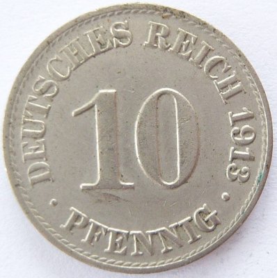  Deutsches Reich 10 Pfennig 1913 A K-N vz   