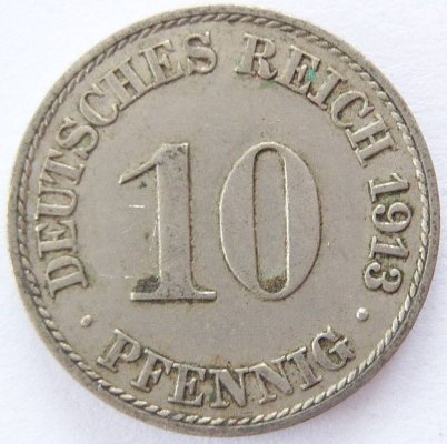  Deutsches Reich 10 Pfennig 1913 A K-N ss+   