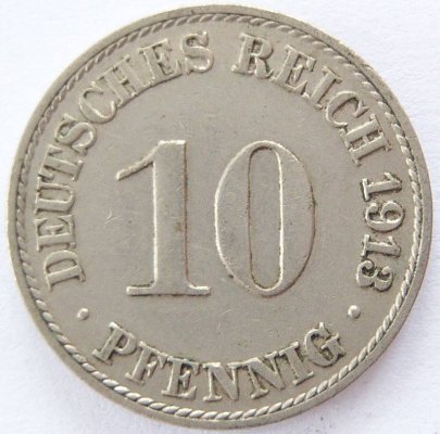  Deutsches Reich 10 Pfennig 1913 A K-N ss+   